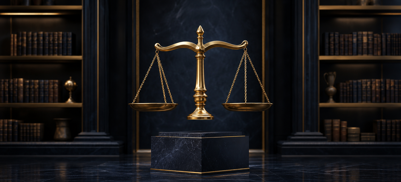 A sculptural balance representing considered legal strategy